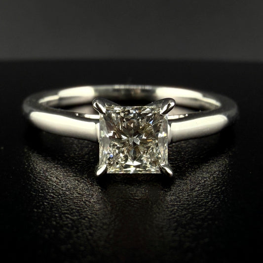 14K White Gold 0.75 CT Princess Cut Solitaire Engagement Ring – Timeless Elegance