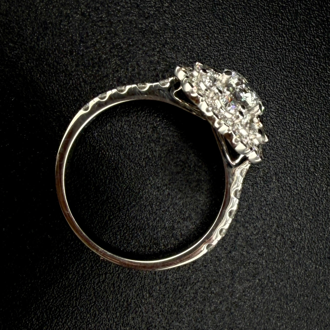 14K White Gold 2.32 CTW Round Diamond Flower Double Halo Engagement Ring – 0.93 Ct Center