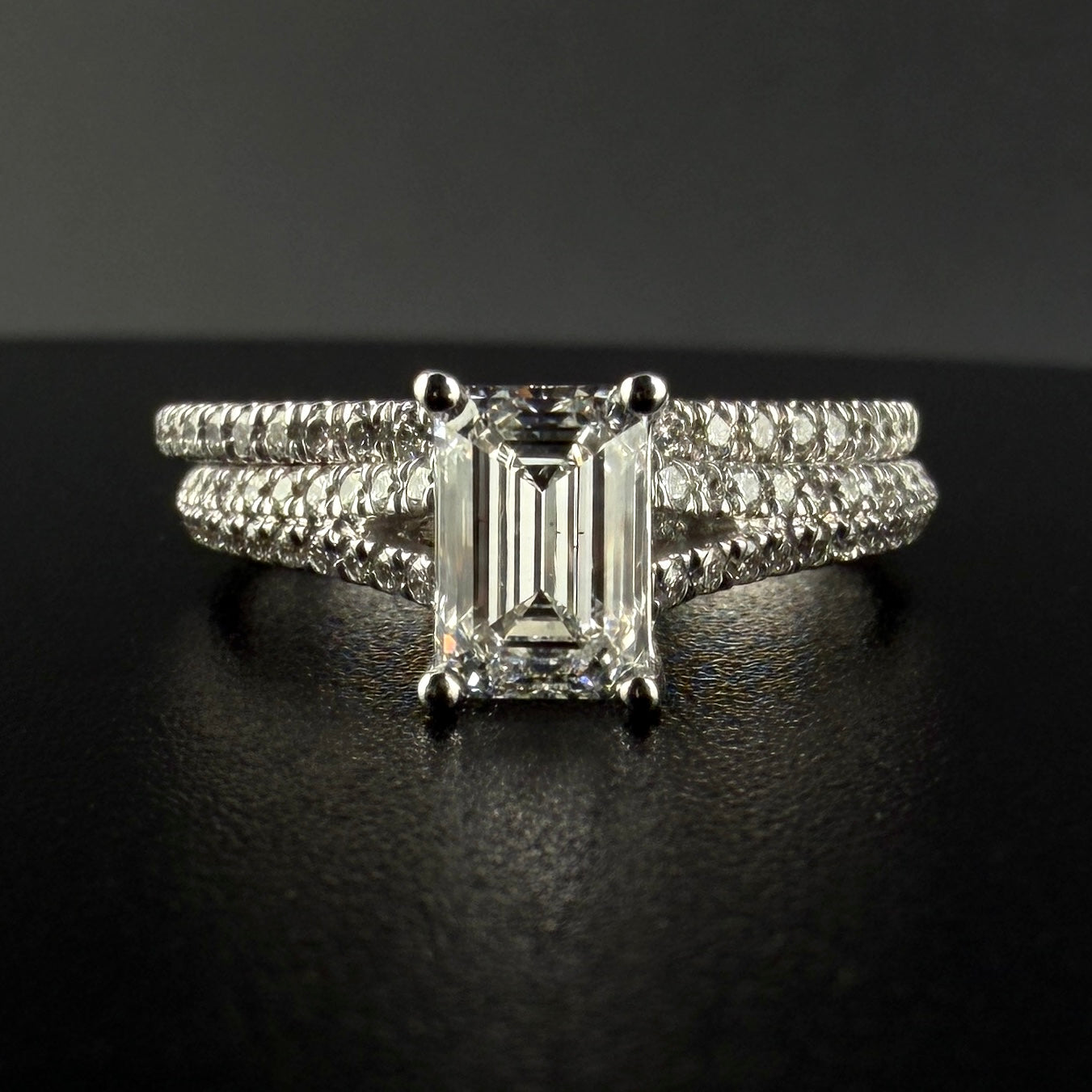 14K White Gold 1.40 CTW Emerald Cut Diamond Bridal Set – 1.00 Ct Center Lab Grown