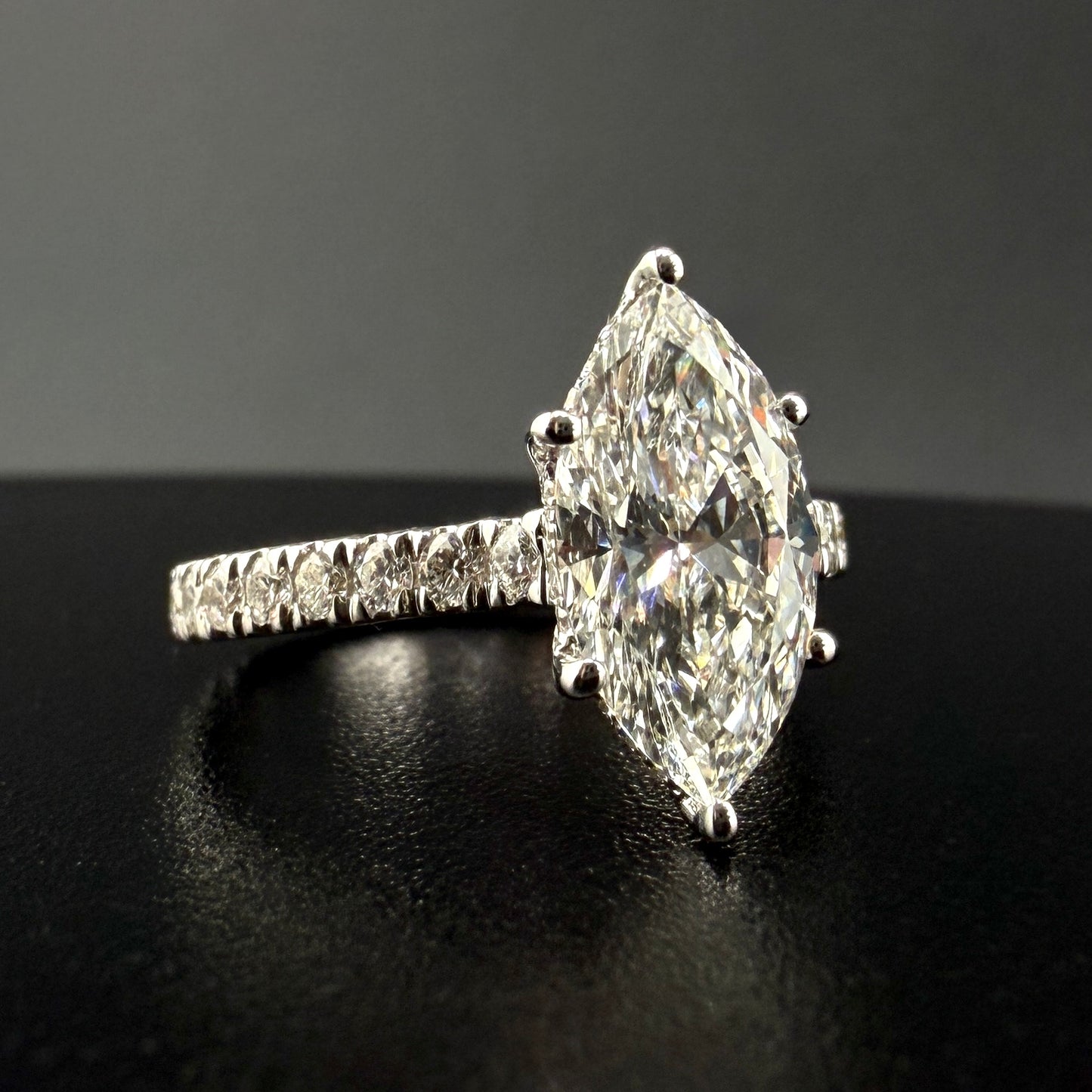 14K White Gold 2.01 CT Marquise Center Bridal Set with Matching Band – 3.29 CTW Total