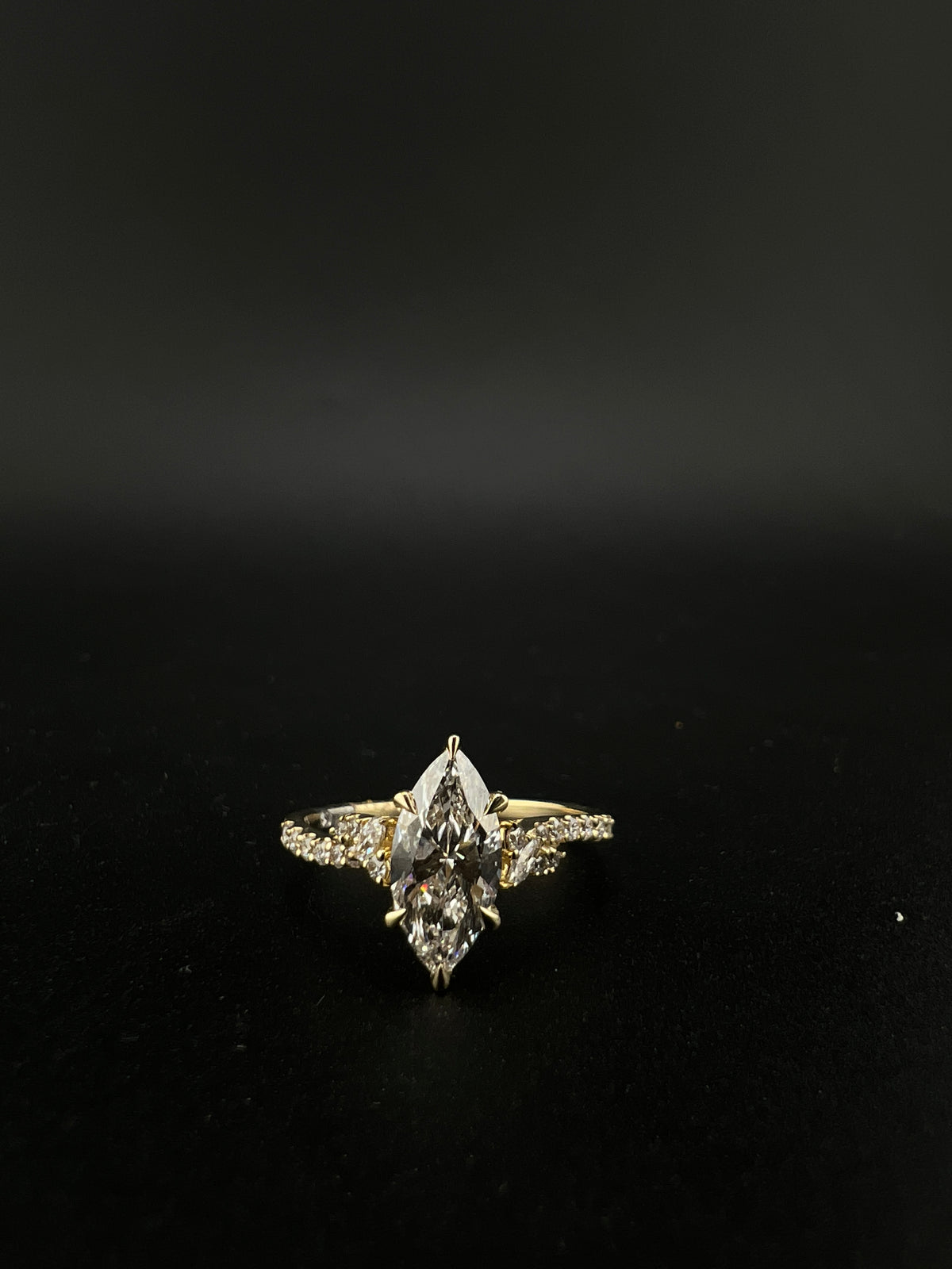 14K YELLOW GOLD 1.10 CT MARQUISE CENTER 1.51 CTW E/VS LAB GROWN BRIDAL SET