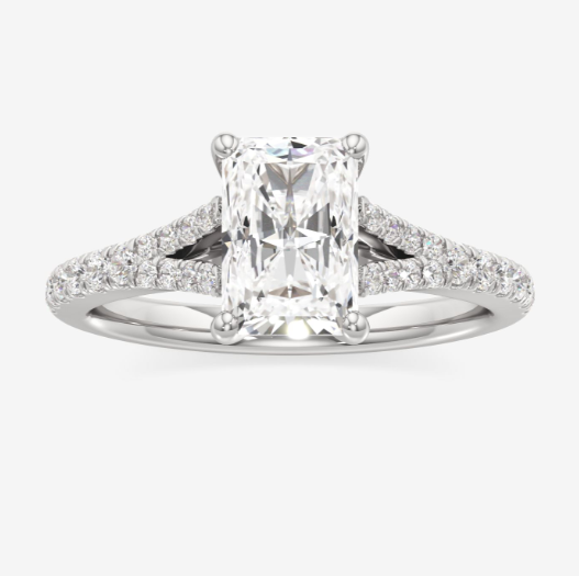 14K White Gold 1.00 Carat Center Radiant cut Engagement Ring