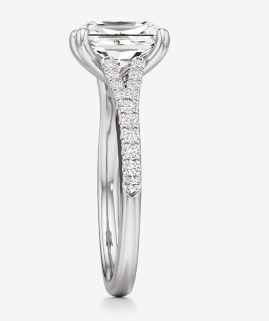 14K White Gold 1.00 Carat Center Radiant cut Engagement Ring