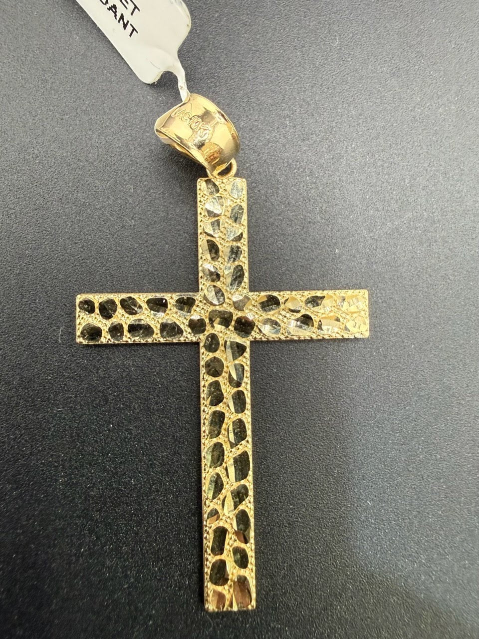 10K Yellow Gold Nugget Cross Pendant
